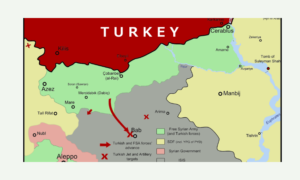 The 2016 map of the latest situation of the ongoing Turkish-led offensive in Northern Syria. (Subject to updates)