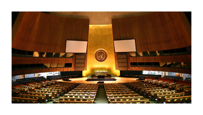 United Nations General Assembly hall in New York City.- Wikipedia