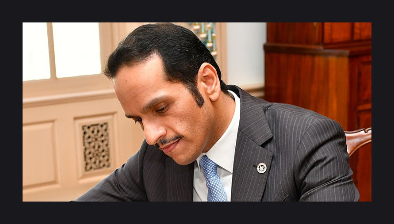 Qatari Foreign Minister Sheikh Mohammed bin Abdulrahman Al Thani signs U.S. Secretary of State Rex Tillerson's guestbook before their bilateral meeting at the U.S. Department of State in Washington, D.C., on July 26, 2017.- Wikipedia