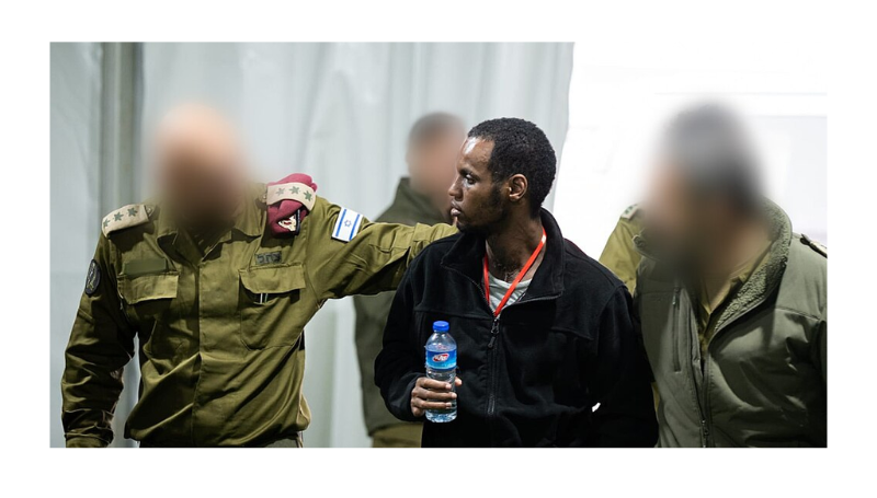 Avera Mengistu with IDF forces after his release from a decade and 5 months of captivity by Hamas terrorists in the Gaza Strip- SOURCE: WIKIPEDIA