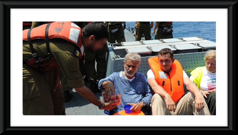 Israel Defense Forces - Free Gaza Flotilla Participant Accepts Food From IDF Soldier.jpg-Wikipedia