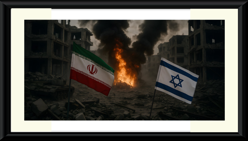Krieg zwischen Iran & Israel: Flaggen in zerstörter Stadt mit Feuer und Rauch - Kostenloses Foto auf ccnull.de / ccby.de
Source: Get this image on: CCNull 