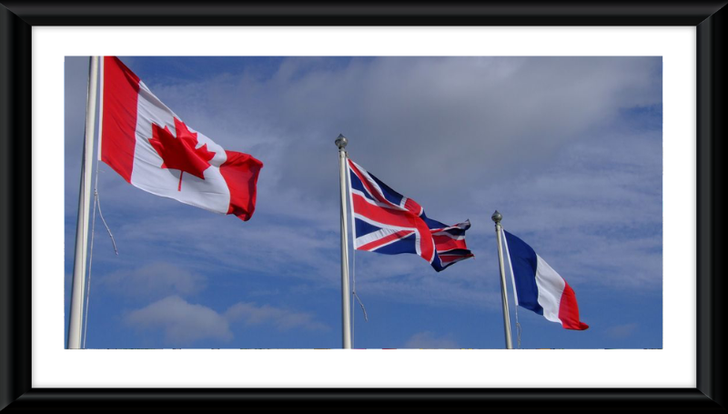 Flags fly over Newhaven Fort as a permanent memorial to the 3500 troops from these countries who failed to return after the disasterous Dieppe raid of World War Two- Source: Wikipedia