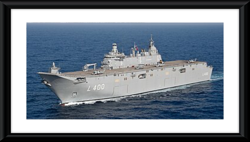 The Turkish Navy amphibious assault ship TCG Anadolu (L400) steams in the Mediterranean Sea, Aug. 21, 2023. Anadolu steamed in formation with the world's largest aircraft carrier USS Gerald R. Ford (CVN 78) and other Turkish ships. Gerald R. Ford is the U.S. Navy's newest and most advanced aircraft carrier, representing a generational leap in the U.S. Navy's capacity to project power on a global scale. The Gerald R. Ford Carrier Strike Group is on a scheduled deployment in the U.S. Naval Forces Europe area of operations, employed by U.S. Sixth Fleet to defend U.S., allied, and partner interests. (U.S. Navy photo by Mass Communication Specialist 2nd Class Jackson Adkins): SOURCE: WIKIPEDIA