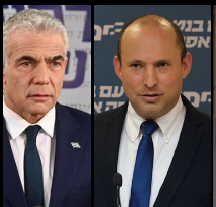 Yesh Atid head Yair Lapid, Yamina chief Naftali Bennett and Ra'am leader Mansour Abbas (Photo: Yoav Dudkevitch, Elad Gutman, Yaron Brenner) 
(ynetnews)