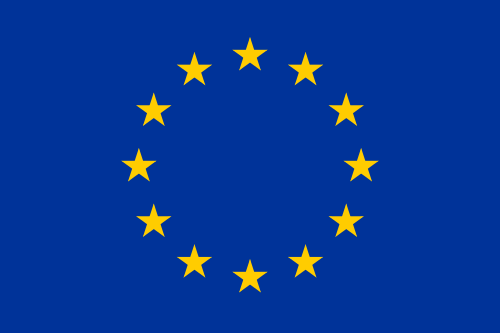 The Flag of Europe is the flag and emblem of the European Union (EU) and Council of Europe (CoE). It consists of a circle of 12 golden (yellow) stars on a blue background. It was created in 1955 by the CoE and adopted by the EU, then the European Communities, in the 1980s. 
(Source: Wikipedia)