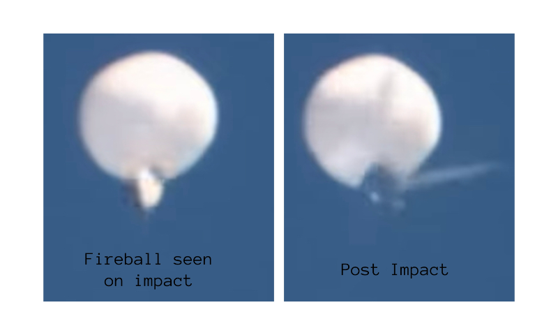 Video stills of missile hitting Chinese Spy Balloon on Feb 4 2023-Wikipedia