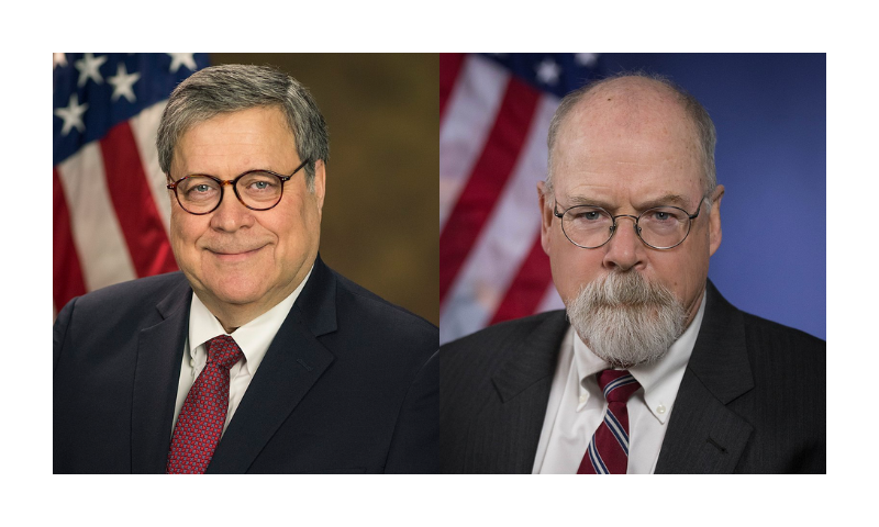 William Barr Attorney General William Pelham Barr was sworn in as Attorney General on February 14, 2019.-Wikipedia

John H. Durham, U.S. Attorney for the District of Connecticut since February 2018.- Wikipedia