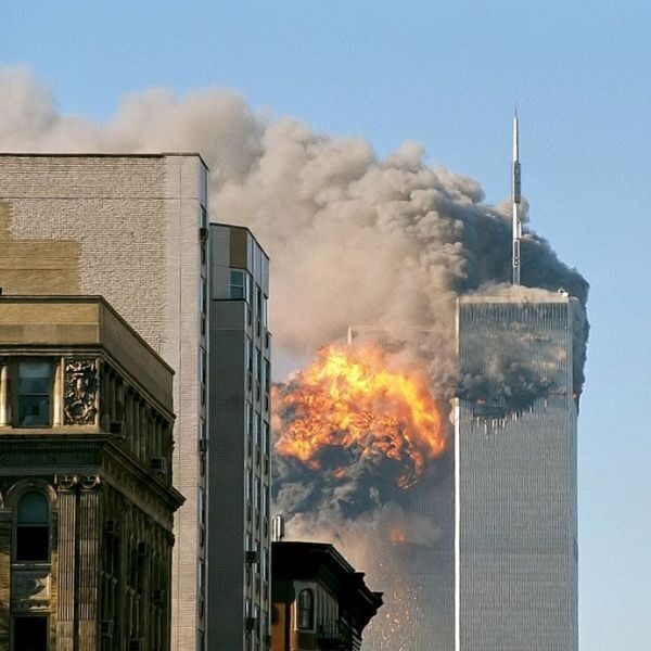  United Airlines Flight 175 crashes into the south tower of the World Trade Center complex in New York City during the September 11 attacks (Source: Wikipedia)