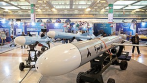 Hoveyzeh cruise missile at the Eqtedar 40 defence exhibition in Tehran.- Wikipedia