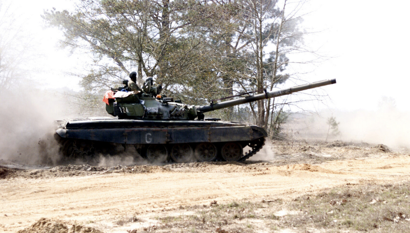 
NARA & DVIDS Public Domain Archive - GetArchive
A Russian made T-72 tank prepares to move out for an engagement in a mock battle during ASCIET (All Service Combat Identification Evaluation