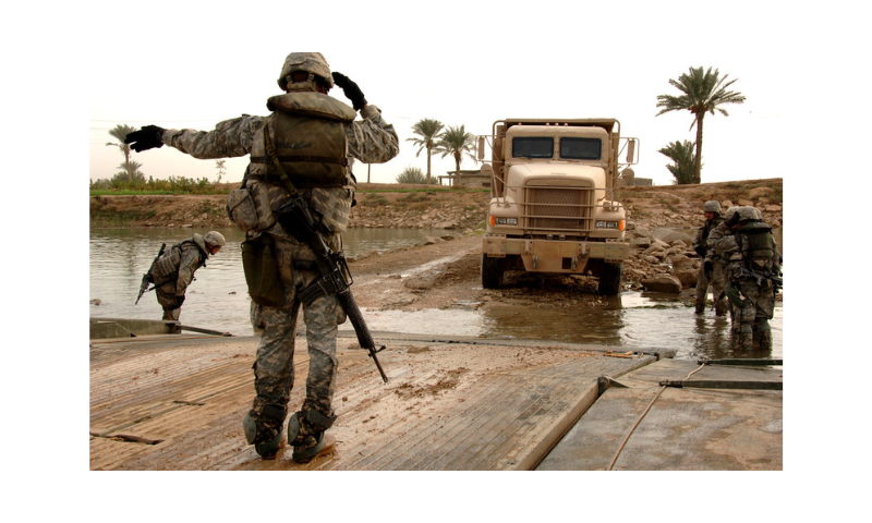 U.S. Army Soldiers from the 20th Engineer Brigade shuttle trucks across the Euphrates River Nov. 16, 2007, in support a combat operation near Baghdad, Iraq. (U.S. Army photo by Spc. Luke Thornberry)-flickr