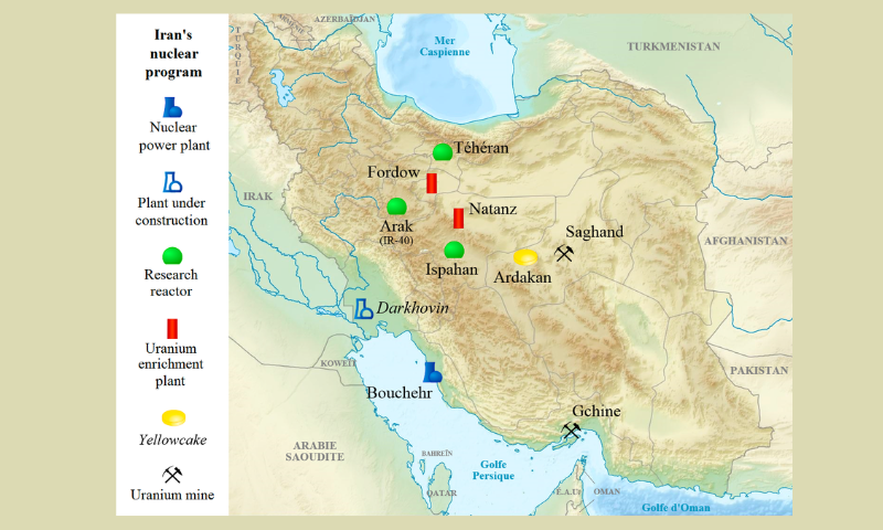  Map of the main sites of Iran's nuclear program (translated from French into English)-wikipedia