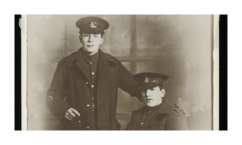 Harold Hall and George 'Stanley' Payne wearing RAMC uniform | Flickr
