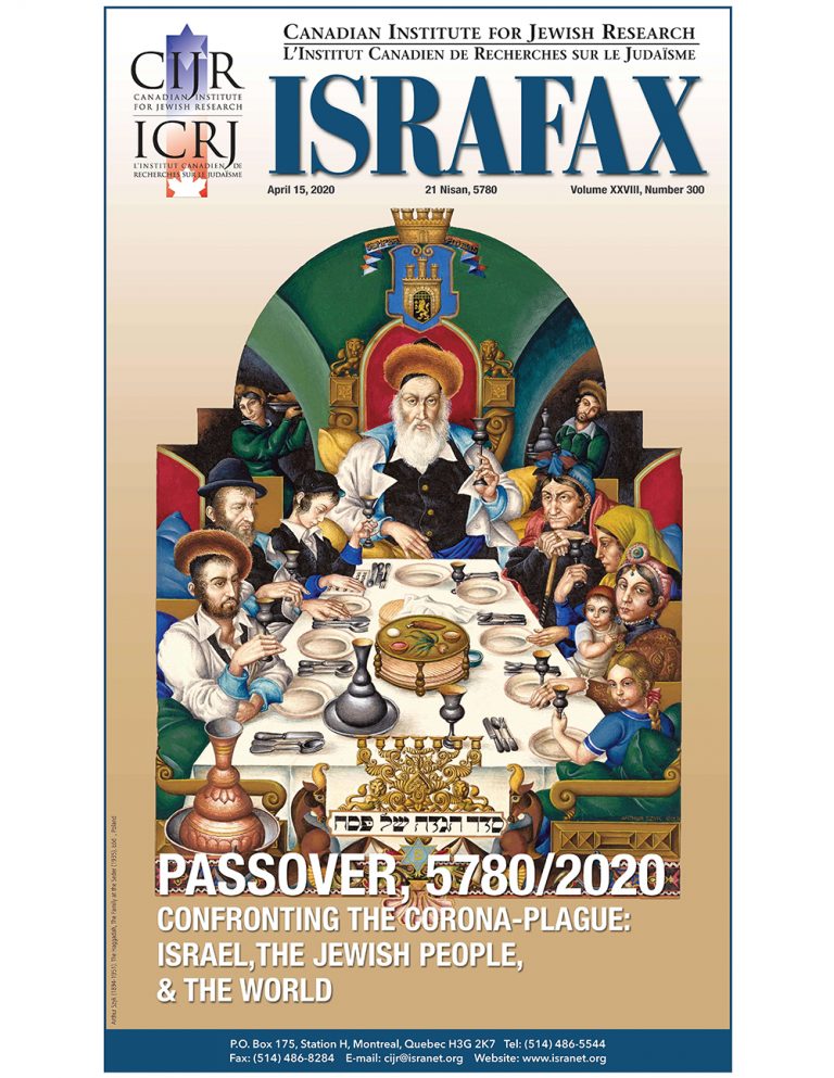 Passover, 5780/2020 Confronting The Corona-Plague: Israel, The Jewish People, & The World